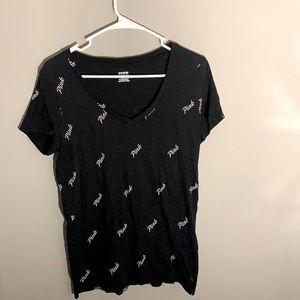 Black V neck Pink shirt🖤